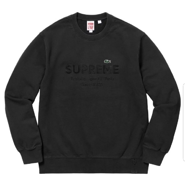 Supreme×LACOSTE crewneck 黒Sトップス