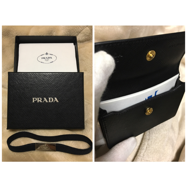 PRADA(プラダ)の【美品】PRADA カードケース サフィアーノレザー カード入れ 黒 男性 女性 レディースのファッション小物(名刺入れ/定期入れ)の商品写真