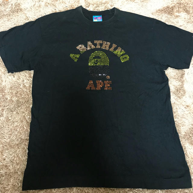 A BATHING APE - A BATHING APE エイプ カレッジロゴ ラインストーンT