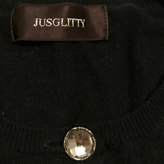 JUSGLITTY(ジャスグリッティー)のJUSGLITTY ビジューニットカーディガン 黒 レディースのトップス(カーディガン)の商品写真