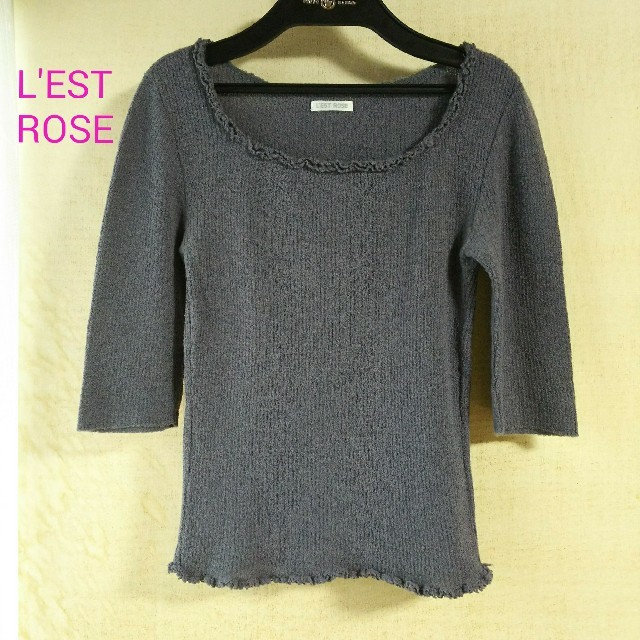 L'EST ROSE(レストローズ)のL'EST ROSEレストローズ☆ニット トップス 五分袖 グレー レディースのトップス(ニット/セーター)の商品写真