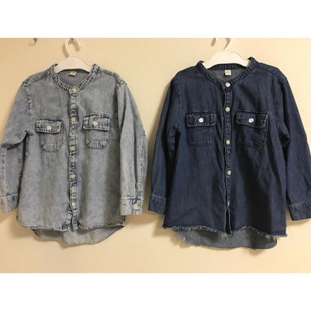 F.O.KIDS(エフオーキッズ)のノーカラー デニムシャツ  2枚セット☆ キッズ/ベビー/マタニティのキッズ服男の子用(90cm~)(Tシャツ/カットソー)の商品写真