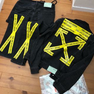 オフホワイト(OFF-WHITE)の超美品 OFF-WHITE FIRE CROSS TAPEデニムのみ(デニム/ジーンズ)