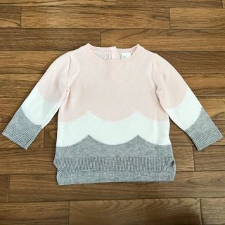 エイチアンドエム(H&M)のH&Mニットセーター70cm？ピンクホワイトグレーニット(ニット/セーター)