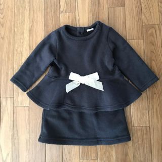 プティマイン(petit main)のpetit mainセットアップ80cmブラックグレーフォーマル(ワンピース)