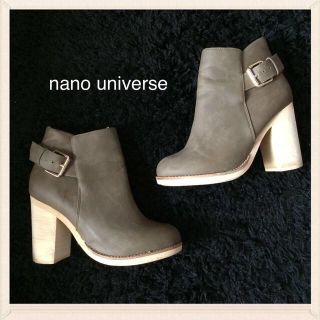 ナノユニバース(nano・universe)のウッドヒール♡ショートブーツ♡格安！！(ブーツ)