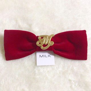 ミルク(MILK)の新品 MILK MIss M バレッタ 赤 別珍リボン ベロア カチューシャ (バレッタ/ヘアクリップ)