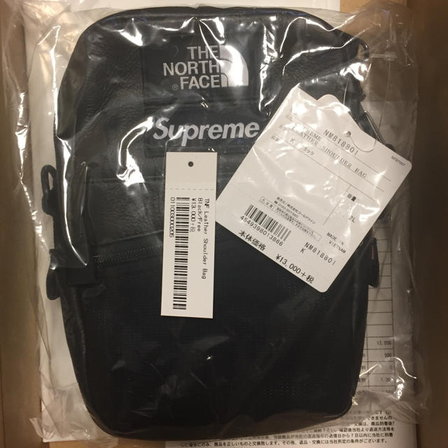 黒レザー supreme × TNF Leather Shoulder Bag