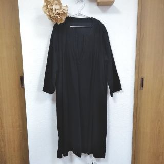 ネストローブ(nest Robe)のネストローブnest Robe 黒リネン起毛ワンピース秋冬(ひざ丈ワンピース)