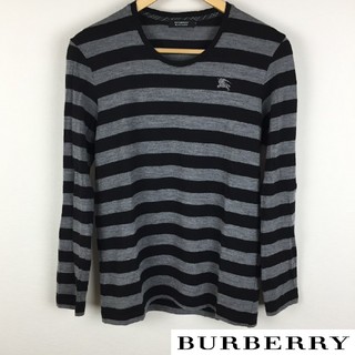 バーバリーブラックレーベル(BURBERRY BLACK LABEL)の新品同様品 BURBERRY BLACK LABEL 長袖ニット ボーダー 薄手(ニット/セーター)