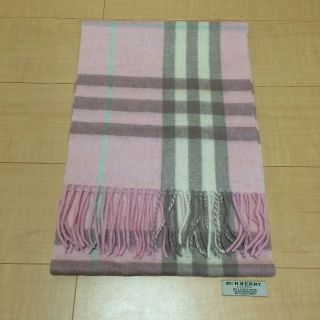 バーバリー(BURBERRY)のバーバリー ピンク チェック カシミア マフラー ストールカシミヤ(マフラー/ショール)