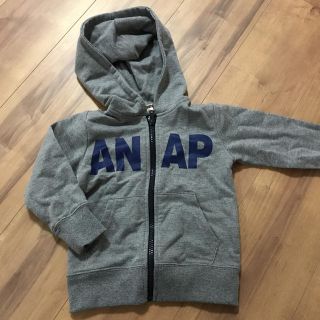 アナップキッズ(ANAP Kids)のANAP パーカー ファスナー ロゴ グレー 90(ジャケット/上着)