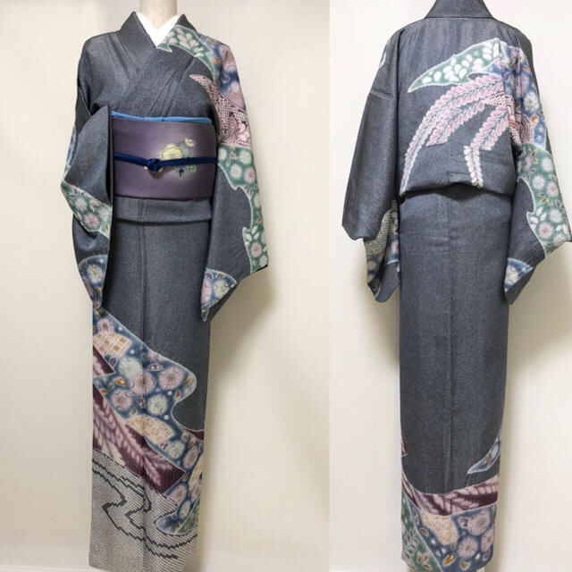 未着用品【辻が花絞り☆訪問着】作家物 銀通し 叩き染め 共八掛