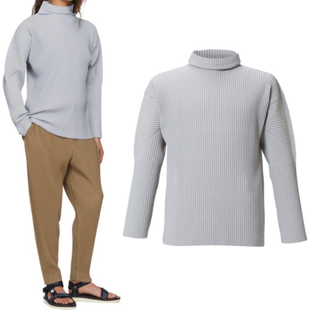 ISSEY MIYAKE(イッセイミヤケ)の【新品】HOMME PLISSE Turtleneck Light Grey メンズのトップス(Tシャツ/カットソー(七分/長袖))の商品写真