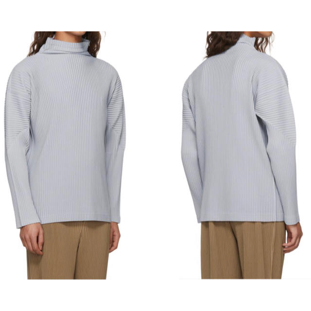 ISSEY MIYAKE(イッセイミヤケ)の【新品】HOMME PLISSE Turtleneck Light Grey メンズのトップス(Tシャツ/カットソー(七分/長袖))の商品写真