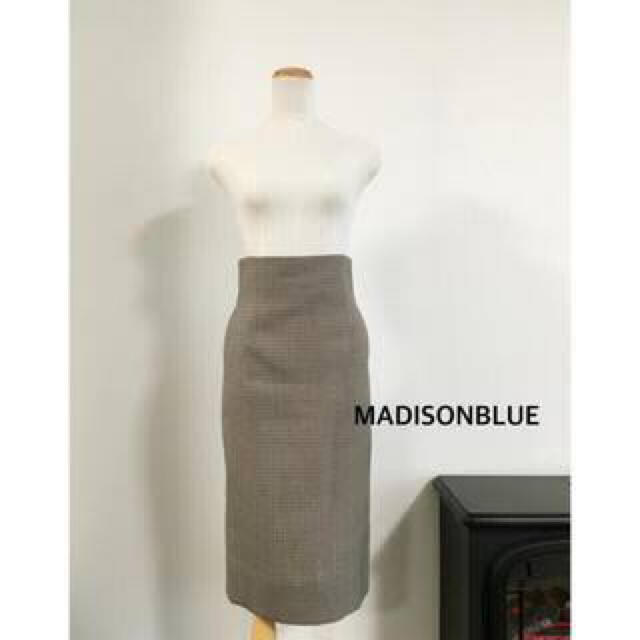 MADISONBLUE(マディソンブルー)の試着のみ美品 マディソンブルー ハイウエストタイトガンクラブチェックスカート02 レディースのスカート(ひざ丈スカート)の商品写真