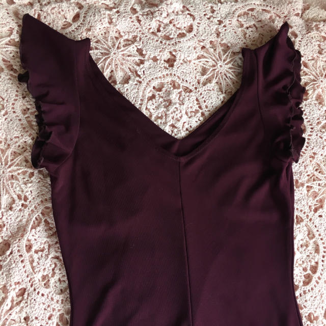 ワンピースドレス💜ワインパープル💜 レディースのフォーマル/ドレス(ミディアムドレス)の商品写真