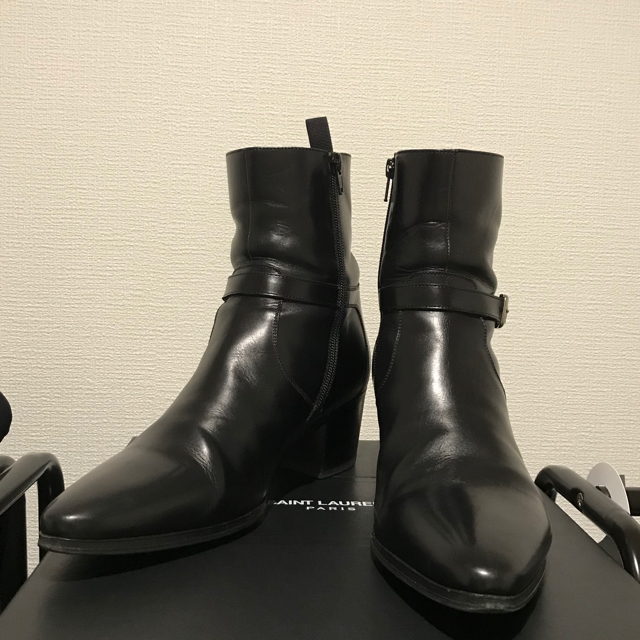 美品 サンローランパリ 42 サイドジップ エディスリマン ヒールブーツ | フリマアプリ ラクマ