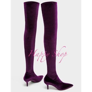 残り2点‼️【新品 希少 完売】大人の紫色♡美シルエットで脚長♪ソックスブーツ♡