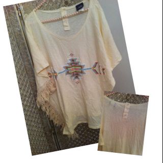 ASIS ネイティブ柄フリンジTシャツ(Tシャツ(半袖/袖なし))