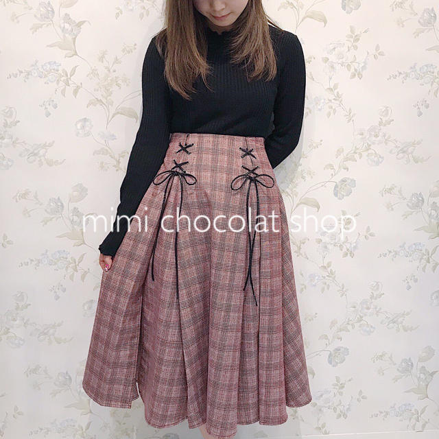 Lily Brown(リリーブラウン)のチェック編み上げスカート レディースのスカート(ロングスカート)の商品写真