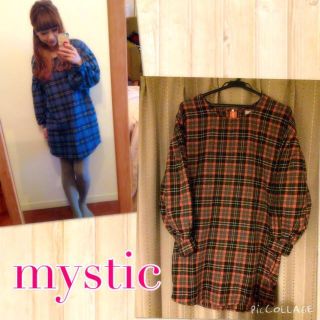 ミスティック(mystic)の桃ちゃん着用＊チェックドルマンワンピース(ひざ丈ワンピース)