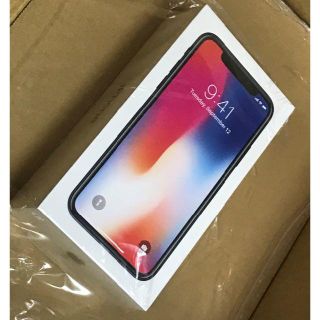 アップル(Apple)の【新品未開封品】iPhone X スペースグレイ 256GB SIMフリー(スマートフォン本体)