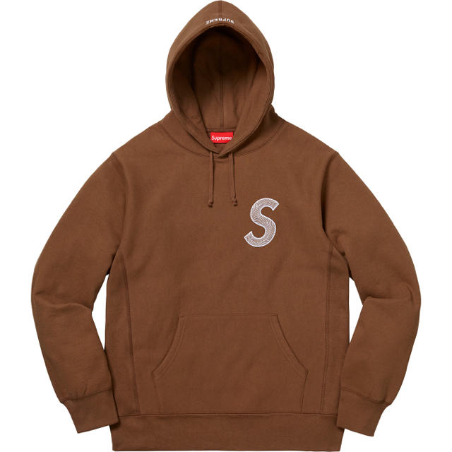 supreme sロゴ パーカー ブラウン 茶