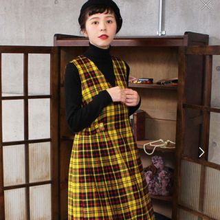 CHILD WOMAN タータンチェックサイドプリーツジャンパースカート