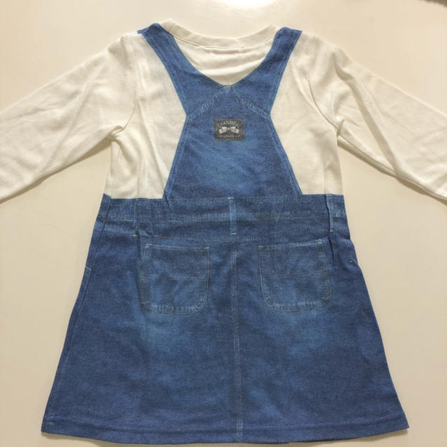 デニムサロペットプリントワンピース キッズ/ベビー/マタニティのキッズ服女の子用(90cm~)(ワンピース)の商品写真