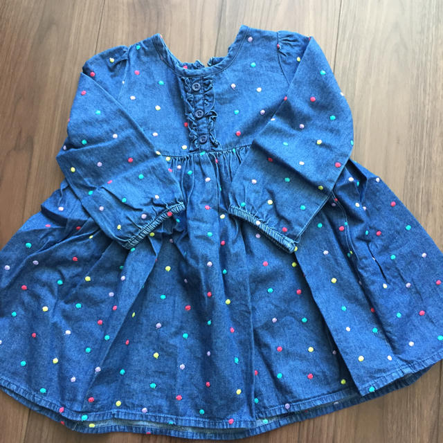 babyGAP(ベビーギャップ)のドット柄●長袖ワンピース キッズ/ベビー/マタニティのキッズ服女の子用(90cm~)(ワンピース)の商品写真