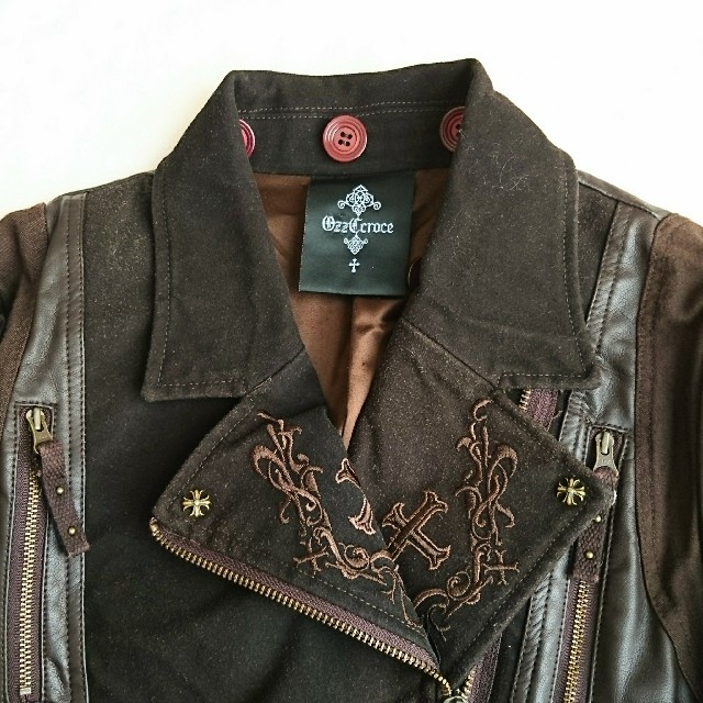 OZZON(オッズオン)のozzangelo 合皮刺繍ジャケット ブラウン ozzon レディースのジャケット/アウター(その他)の商品写真