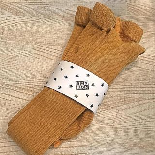 ボンポワン(Bonpoint)のボントン 17AW リブタイツ 22/24 マスタード 新品(靴下/タイツ)