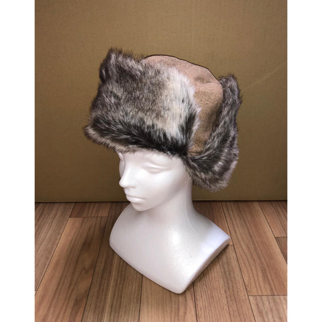 メンズL 美品 KANGOL トラッパーキャップ ロシア帽 ファー ベージュ ホワイト