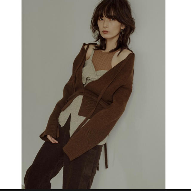 little suzie 2wayニット カーディガン brown - カーディガン