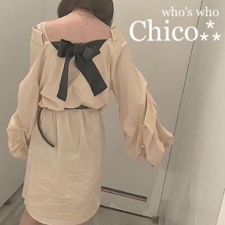 フーズフーチコ(who's who Chico)のフーズフーチコ バックリボンシャツワンピ(ひざ丈ワンピース)