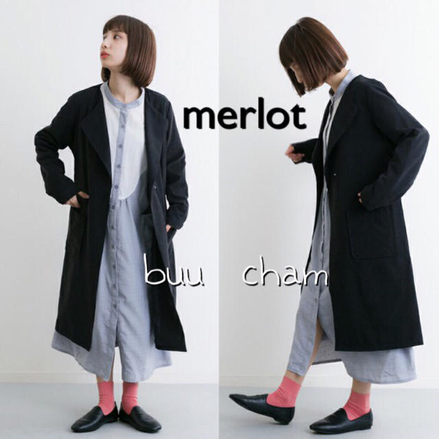 merlot(メルロー)のmerlot♡ウエストリボンノーカラーコート レディースのジャケット/アウター(トレンチコート)の商品写真