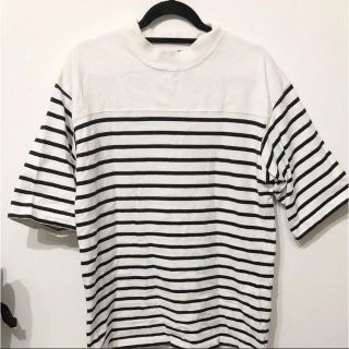 ダブルクローゼット(w closet)のボーダー Tシャツ 切り替え オーバーサイズ  チュニック ワンピ シャツワンピ(Tシャツ(長袖/七分))