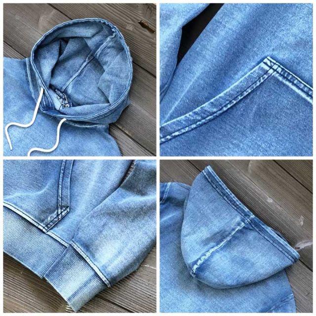 期間限定お値 秋NEW☆カットデニム ジップパーカーセットアップ ブルー/Lの通販 by daichomn's shop|ラクマ 在庫あ国産