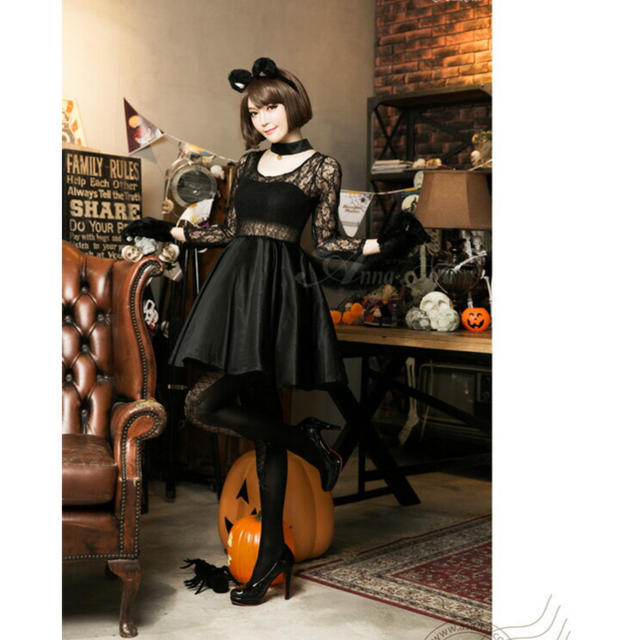 ハロウィン 黒猫 仮装 コスプレ パーティ レース  エンタメ/ホビーのコスプレ(衣装)の商品写真