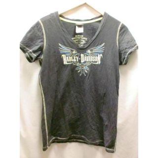 ハーレーダビッドソン(Harley Davidson)の匿名即日発可！ハーレーダビッドソンVネックTシャツグレイUSA刺繍S(Tシャツ(半袖/袖なし))