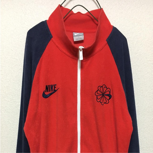 NIKE - 希少 風車ナイキ NIKE SWOOSH 刺繍ロゴ 赤×紺 トラックトップ L