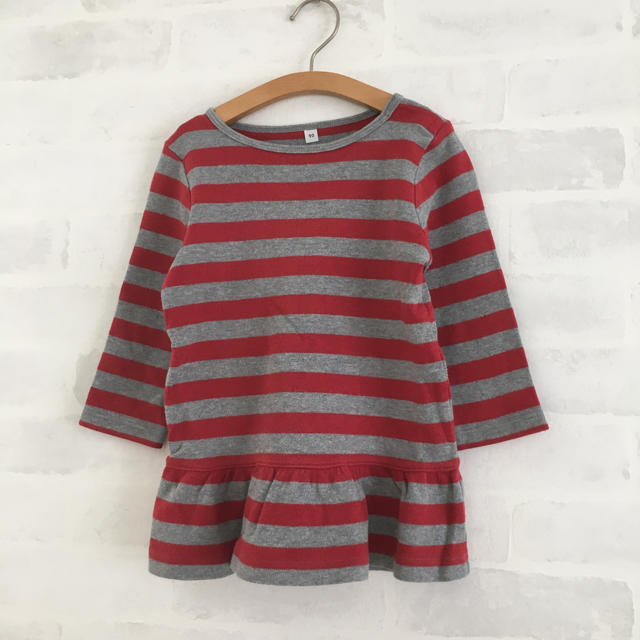 MUJI (無印良品)(ムジルシリョウヒン)の無印 ボーダーワンピ キッズ/ベビー/マタニティのキッズ服女の子用(90cm~)(ワンピース)の商品写真