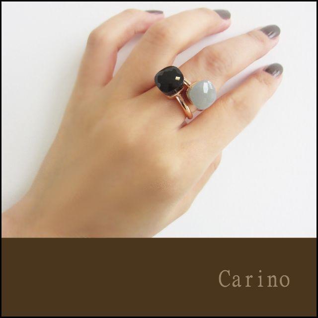オニキス 大粒 天然石 キャンディ リング ゴールド 9～14号 レディースのアクセサリー(リング(指輪))の商品写真