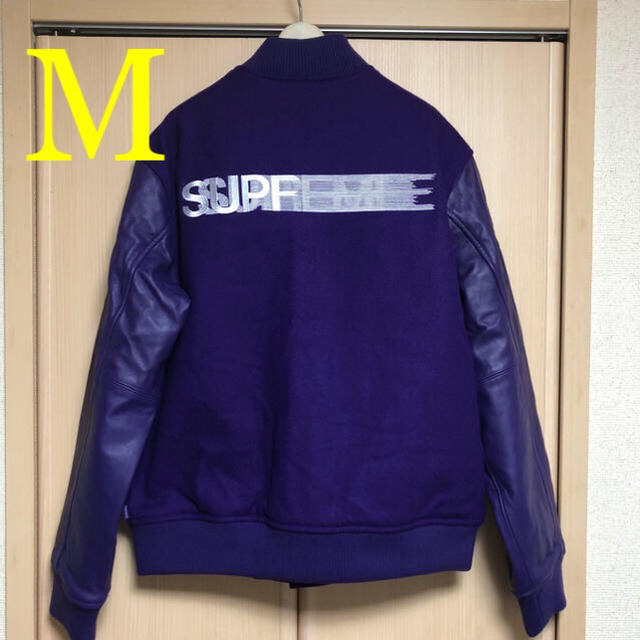 S ☆ Supreme Motion Logo Varsity Jacket Black シュプリーム S ☆ Supreme Motion Logo Varsity Jacket Black シュプリーム