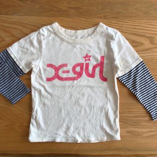 エックスガールステージス(X-girl Stages)のx-girl stageエックスガールステージ★ロゴ重ね着ロングTシャツ★110(Tシャツ/カットソー)