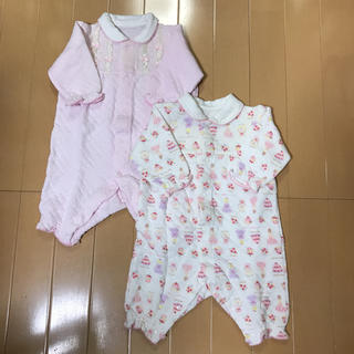 マザウェイズ(motherways)の【マザウェイズ】カバーオール2枚セット☆70cm・3-6ヶ月☆キルトで暖か🎵(カバーオール)