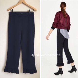 ザラ(ZARA)のザラ フリルパンツ(クロップドパンツ)