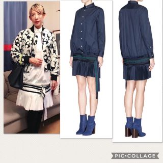 サカイ(sacai)のsacai ☆ プリーツ ドッキング シャツ ワンピ(ひざ丈ワンピース)