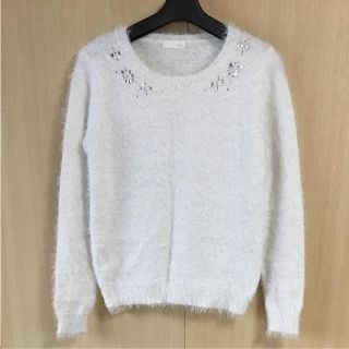 インデックス(INDEX)の＊美品＊インデックス ビジュー付きフェザーヤーンニット(ニット/セーター)